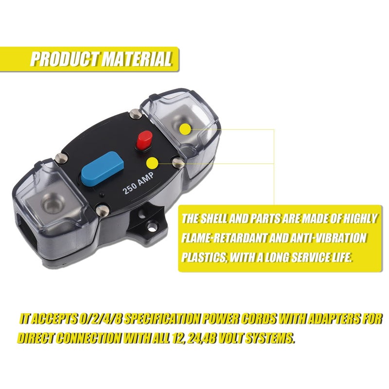 EPLZON 300A 12-48 Volt DC Self Recovery Circuit Breaker with Manual Reset Button for Automotive Rv Marine Boat (300Amp) - Image 4